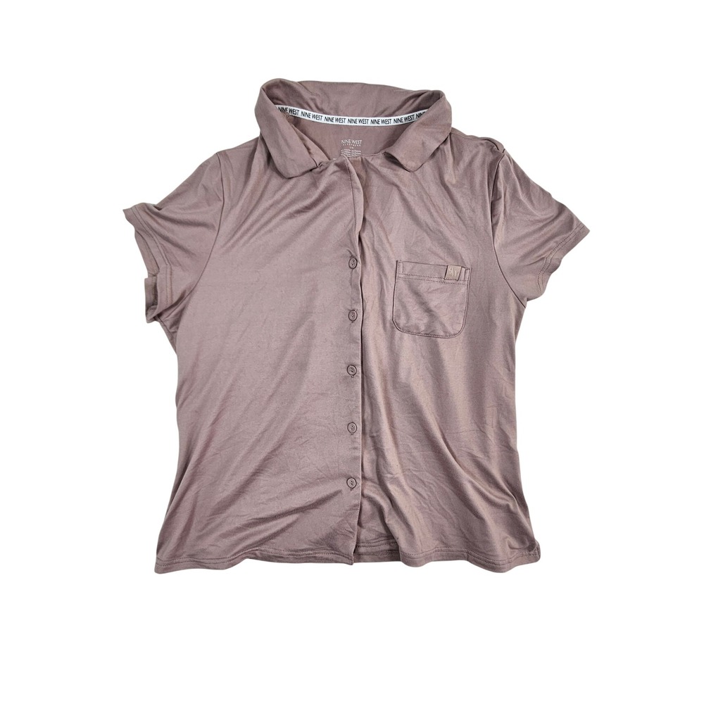 Nine West Sleepwear Womens Large Mauve Taupe‎ Button Down Pajama Top FNWF5104C